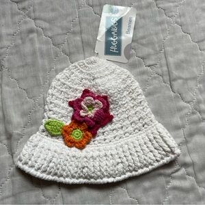 White Floral Crochet Hat